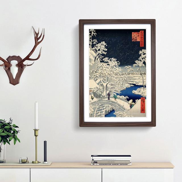 Meguro Drum Bridge and Sunset Hill by Utagawa Hiroshige - Picture Frame Painting Print East Urban Home Size: 65cm H x 48cm W x 2cm D, Frame Option: Wa on Productcaster.