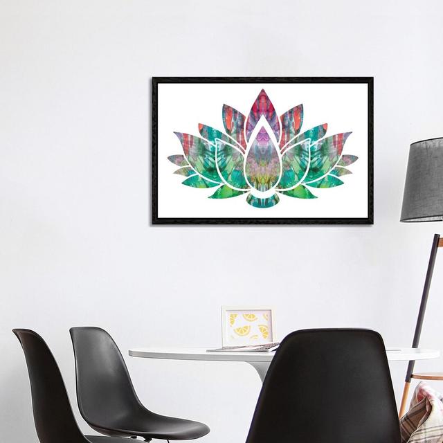 Lotus by Dean Russo - Graphic Art Print on Canvas Bloomsbury Market Size: 66.04cm H x 101.6cm W x 3.81cm D, Format: Black Framed on Productcaster.