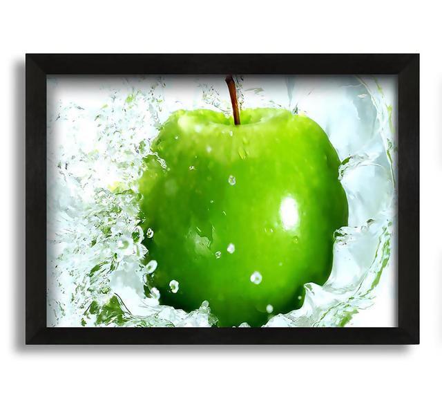 Fresh Green Apple Framed Print Brayden Studio Format: Black Framed Canvas, Size: 100cm H x 141.4cm W x 3.3cm D on Productcaster.