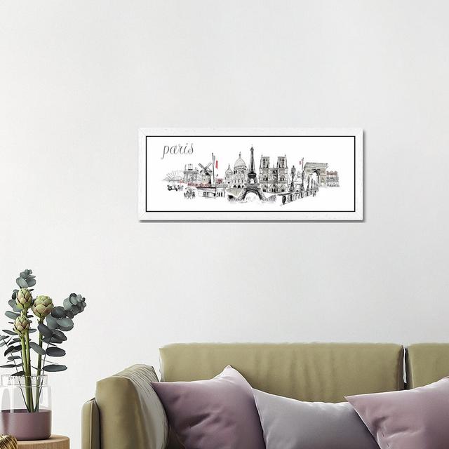 'Paris La Pluie'- Floater Frame Panoramic Graphic Art Print on Canvas Corrigan Studio Size: 41cm H x 122cm W x 4cm D, Frame Option: White on Productcaster.