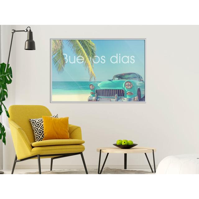 Gerahmtes Poster Welcome To Paradise Haus am Meer Rahmenauswahl: Goldener Rahmen, Größe: 60 cm H x 90 cm B x 2 cm T on Productcaster.