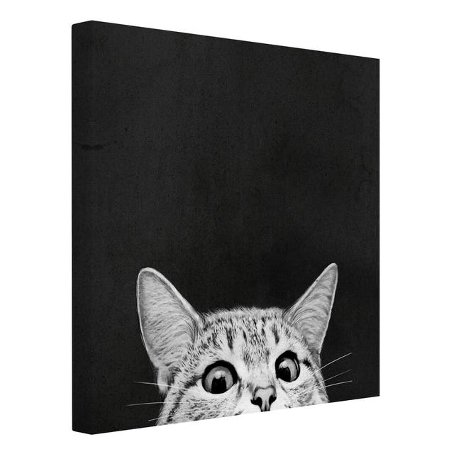 Illustration of A Cat in Black and White - Wrapped Canvas Graphic Art Rosalind Wheeler on Productcaster.