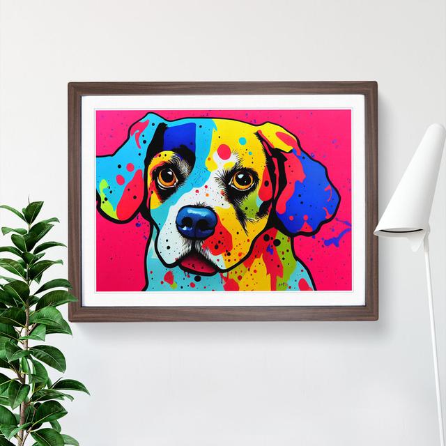 Colourful Dog Vol.3 Abstract - Picture Frame Graphic Art Marlow Home Co. Size: 25cm H x 34cm W x 2cm D, Frame Colour: Walnut on Productcaster.