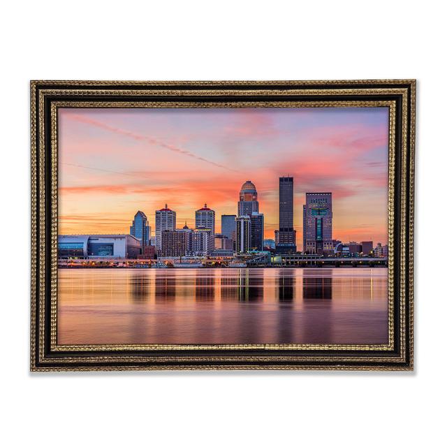 Sunset in the City Shoreline Ebern Designs Size: 100cm H x 141.4cm W x 8cm D, Format: Black Framed Paper on Productcaster.