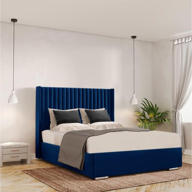 Chanteria Upholstered Bed Frame Ivy Bronx Colour: Parliament, Size: 90 x 190 cm on Productcaster.