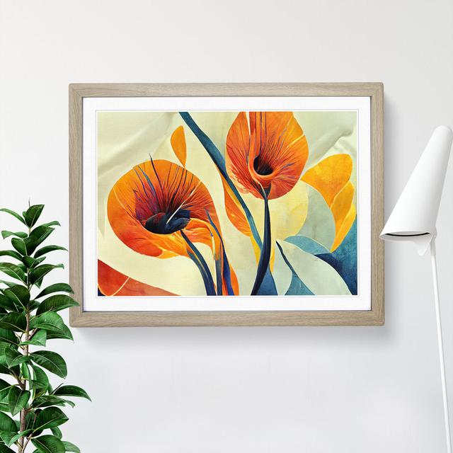 Flowers Abstract Vol.3 - Picture Frame Painting Marlow Home Co. Size: 46cm H x 64cm W x 2cm D, Frame Colour: Oak on Productcaster.