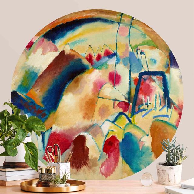 Round wallpaper self-adhesive - Wassily Kandinsky - Landscape With Church Happy Larry Size: 150cm L x 150cm W on Productcaster.