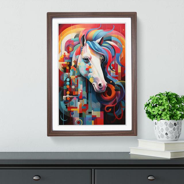 XYZ-FRM-V1223-5250 Pony Orphism - Single Picture Frame Print on Wood Big Box Art Frame Colour: Walnut, Size: 34cm H x 25cm W x 2cm D on Productcaster.