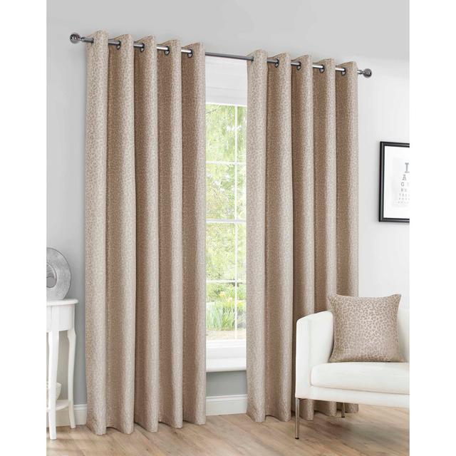 Nyziah Polyester Standard Eyelet Curtain Pair (Set of 2) 17 Stories Panel Size: 46cm Width x 54cm Drop, Curtain Colour: Natural on Productcaster.