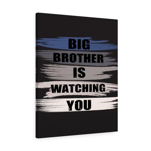 Big Brother Is Watching You - Wrapped Canvas Typography Blue Elephant on Productcaster.