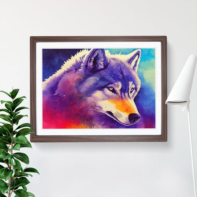 Watercolour Wolf Vol.2 Abstract - Picture Frame Graphic Art Alpen Home Size: 25cm H x 34cm W, Format: Dark Brown on Productcaster.