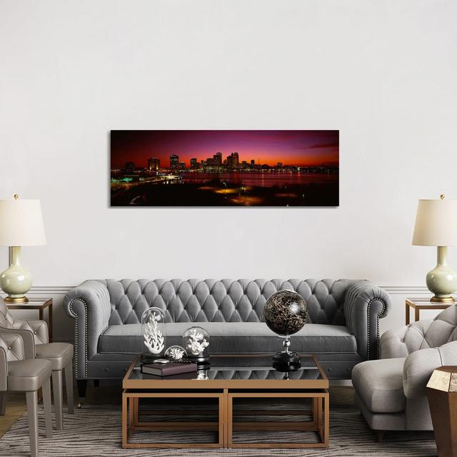 Buildings Lit up at Night, New Orleans, Louisiana, USA - Wrapped Canvas Panoramic Photograph Ebern Designs Size: 50.8cm H x 152.4cm W x 1.91cm D on Productcaster.