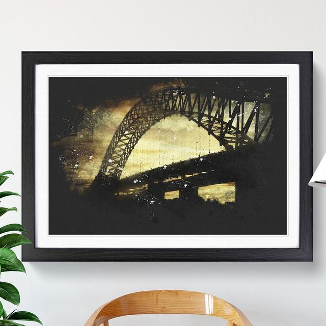 Silver Jubilee Bridge in Manchester Paint Splash - Picture Frame Graphic Art East Urban Home Size: 48cm H x 65cm W x 2cm D, Frame Option: Black on Productcaster.