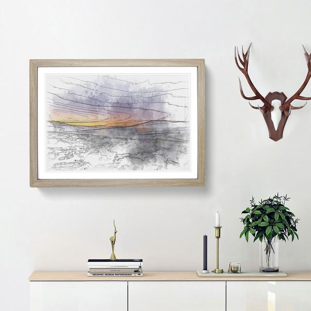 Sunrise over the Yorkshire Dales Sketch - Picture Frame Graphic Art Print East Urban Home Size: 40cm H x 60cm W x 2cm D, Frame Option: Oak Framed on Productcaster.