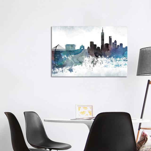 Taipei Bluish Skyline by WallDecorAddict - Wrapped Canvas Print Latitude Run Size: 66.04cm H x 101.6cm W x 1.91cm D on Productcaster.