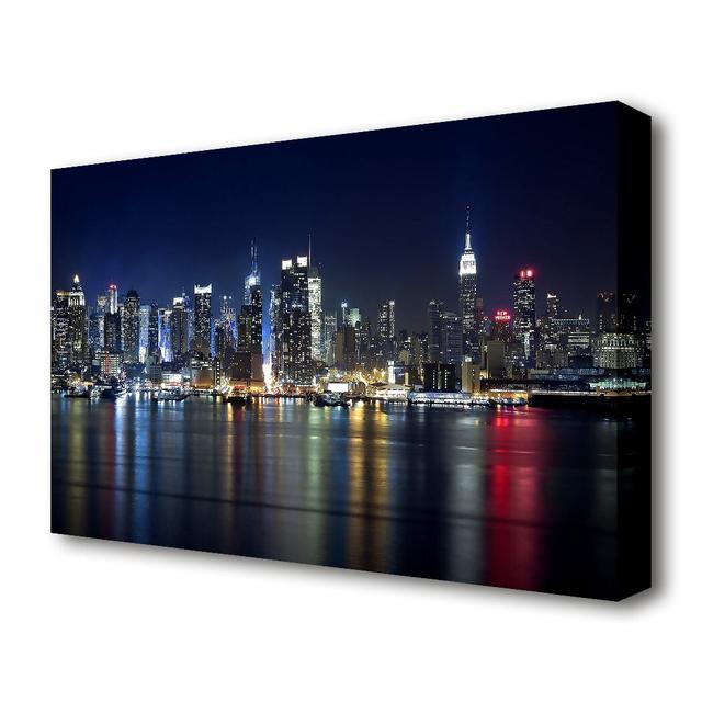 'Manhattan Panorama at Night' Photograph on Wrapped Canvas East Urban Home Size: 50.8 cm H x 81.3 cm W on Productcaster.