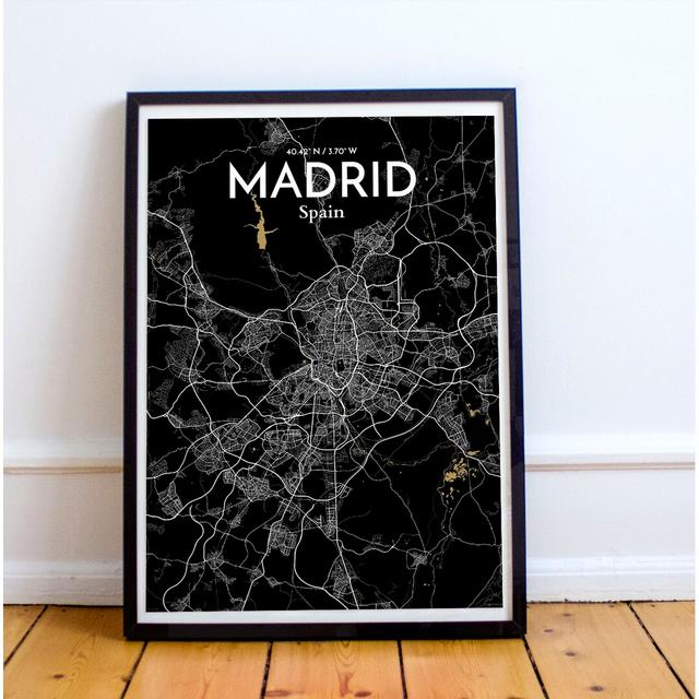 Madrid City Map - Unframed Graphic Art Print on Paper East Urban Home Size: 61cm H x 45.7cm W x 0.13cm D on Productcaster.