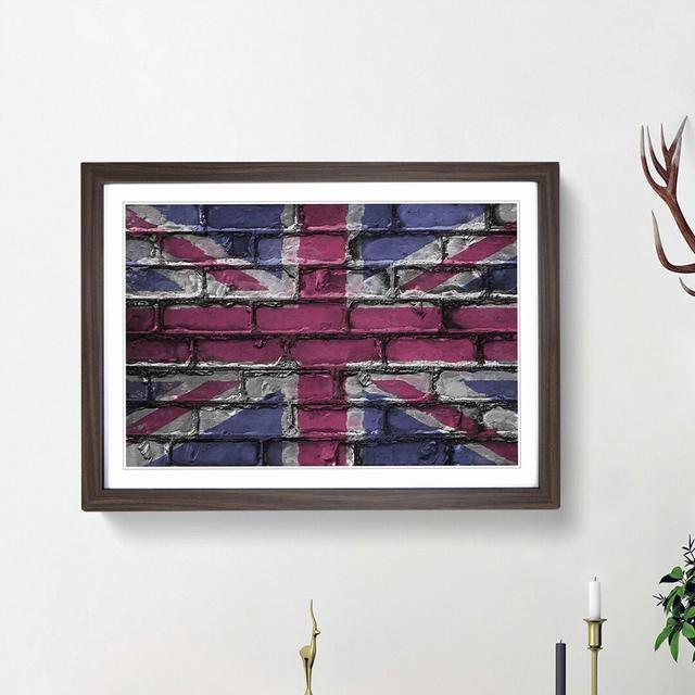 Union Jack Brick Wall Graffiti in Abstract - Picture Frame Graphic Art Print East Urban Home Frame Option: Walnut Framed, Size: 27cm H x 36cm W x 2cm on Productcaster.