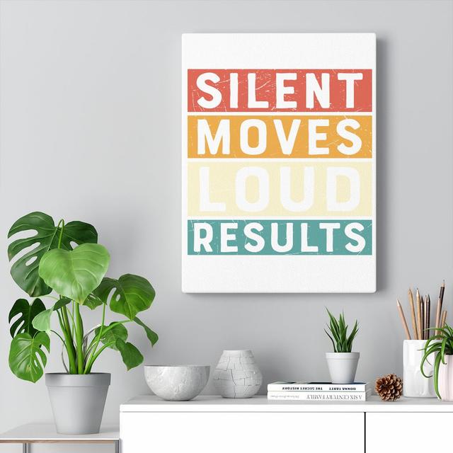 Silent Moves Loud Results - Wrapped Canvas Print Blue Elephant on Productcaster.