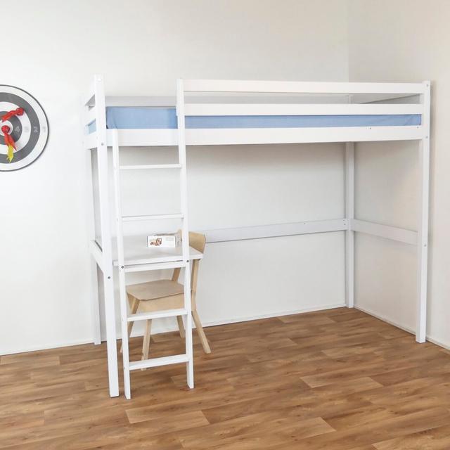 Hochbett Engelhardt mit Schreibtisch Mack + Milo Colour (Bed Frame): White, Size: 90 x 200cm on Productcaster.