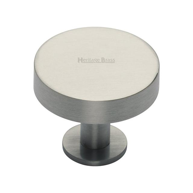 Round Knob Heritage Brass Finish: Black/Satin Nickel, Size: 3.2cm H x 3.8cm W x 3.8cm D on Productcaster.