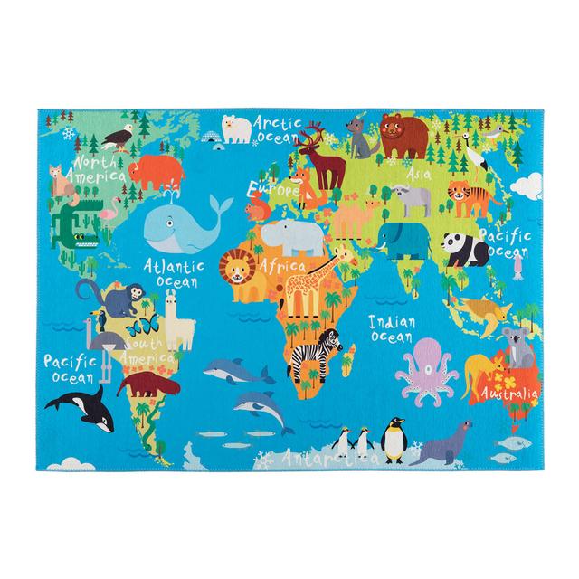 Wyatts Uni Machine Woven World Map Area Rug Zoomie Kids Rug Size: Rectangular 120 x 170cm on Productcaster.