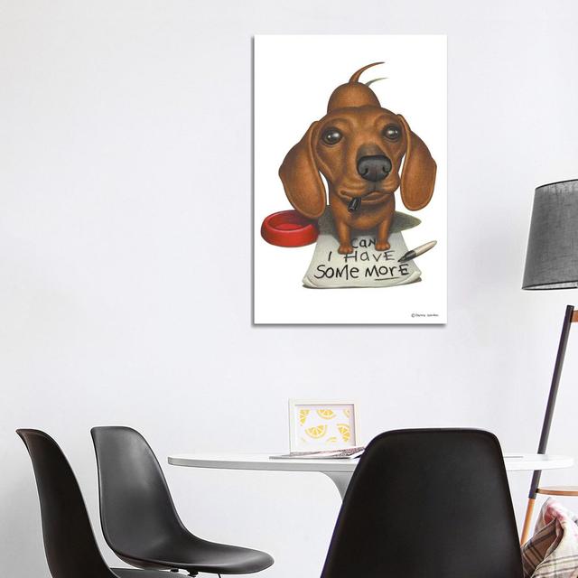 Dachshund Some More? by Danny Gordon - Wrapped Canvas Typography Happy Larry Size: 101.6cm H x 66.04cm W x 3.81cm D on Productcaster.