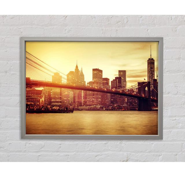 Brooklyn Bridge Splendour - Single Picture Frame Art Prints on Canvas Bright Star Size: 59.7cm H x 84.1cm W x 3.3cm D on Productcaster.