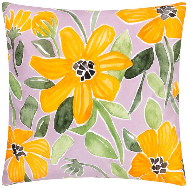 Orest Indoor / Outdoor Floral Square Throw Cushion With Filling 17 Stories Colour: Purple/Orange on Productcaster.