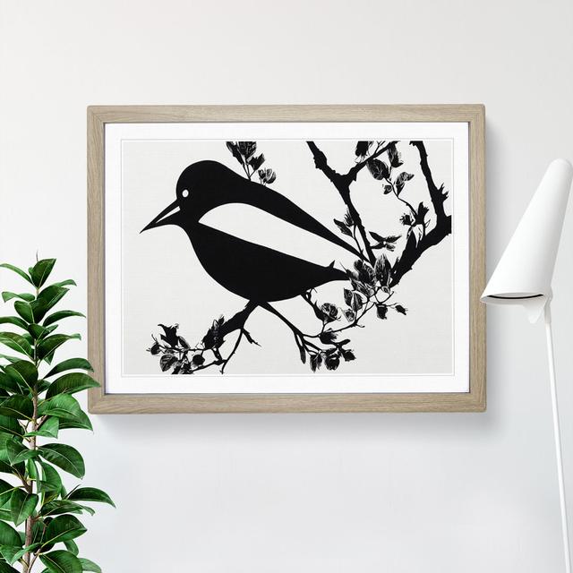 Eye Opening Bird - Picture Frame Painting Marlow Home Co. Size: 46cm H x 64cm W x 2cm D, Frame Colour: Oak on Productcaster.