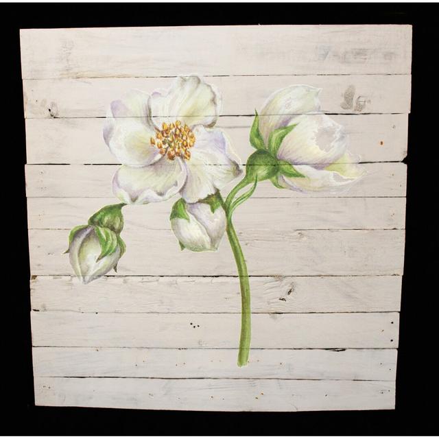 Subtle Flower Graphic Art Print on Wood East Urban Home Size: 66cm H x 66cm W on Productcaster.