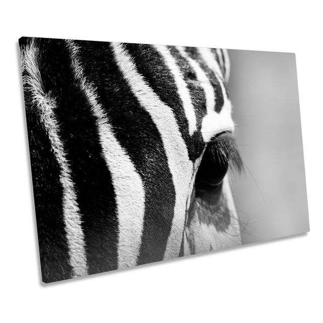 Zebra Black White Stripes Wildlife - Wrapped Canvas Art Prints Ebern Designs Size: 61cm H x 91.4cm W on Productcaster.