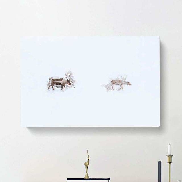 Deer Reindeer in Abstract - Wrapped Canvas Graphic Art Print East Urban Home Size: 50cm H x 76cm W x 3cm D on Productcaster.