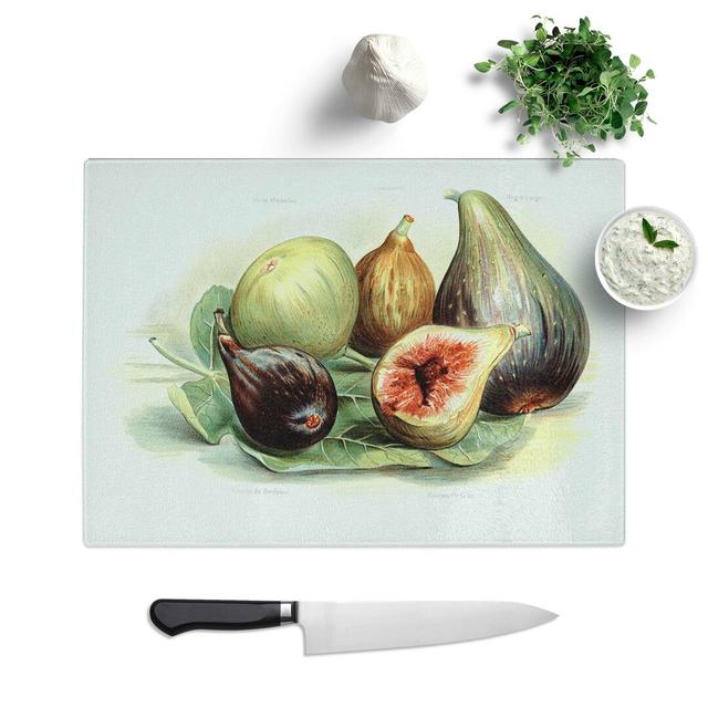 Tempered Glass Vintage Illustration of Figs Chopping Board East Urban Home Size: 28.5 cm W x 20 cm L on Productcaster.