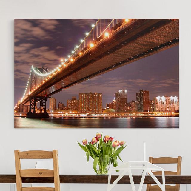 Leinwandbild Manhattan Bridge East Urban Home Größe: 180 cm L x 120 cm B x 2 cm T on Productcaster.