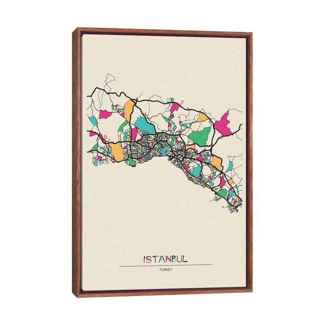 Istanbul, Turkey Map by Ayse Deniz Akerman - Floater Frame Graphic Art on Canvas Ivy Bronx on Productcaster.