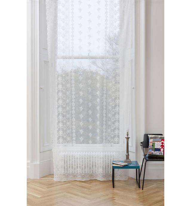 Mirabel Slot Top Sheer Curtain Fleur De Lis Living Colour: White, Panel Size: 150 W x 230 D cm on Productcaster.