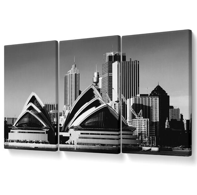 Sydney Opera House B N W - 3 Piece Wrapped Canvas Graphic Art Ebern Designs Size: 142.2cm H x 304.8cm W on Productcaster.