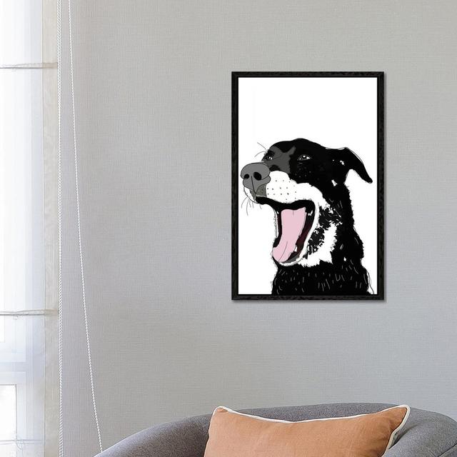 Black Lab Yelling von Sketch And Paws - Gallery-Wrapped Canvas Giclée Lark Manor Größe: 66,04 cm H x 45,72 cm B x 3,81 cm T, Format: Schwarzer Rahmen on Productcaster.