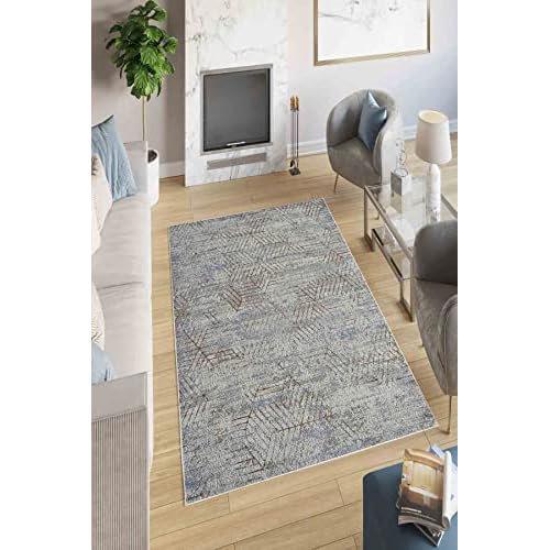 Grey Geometric Soft Machine Washable Stain ResistantCarpet hf_WOOKECE1158 Ivy Bronx Rug Size: Rectangle 140 x 220cm on Productcaster.