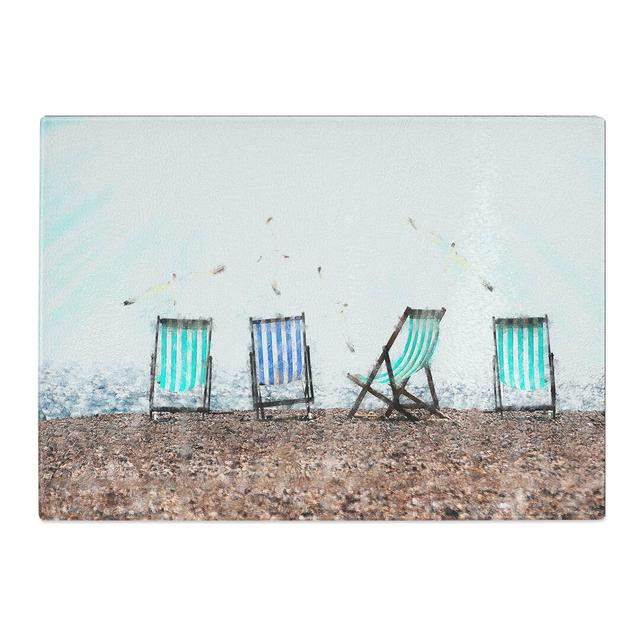 Tempered Glass Deckchairs on Brighton Beach Chopping Board East Urban Home Size: 28.5 cm x 39 cm on Productcaster.