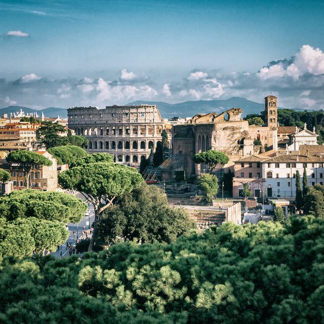 Winlock Rome Skyline With Colosseum by NanoStockk - Wrapped Canvas Print ClassicLiving Size: 76cm H x 76cm W x 3.8cm D on Productcaster.