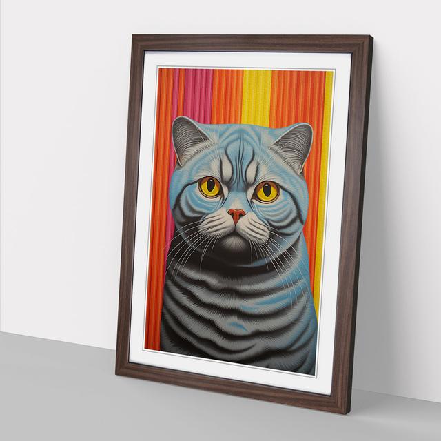 Cat Op - Single Picture Frame Art Prints on Wood Marlow Home Co. Format: Walnut Framed, Size: 46cm H x 34cm W x 2cm D on Productcaster.