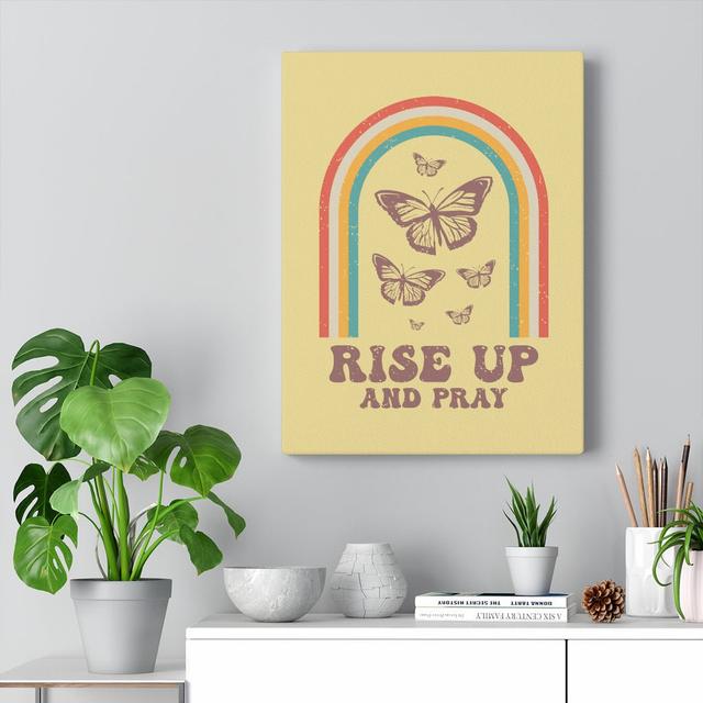 Rise up Butterfly - Wrapped Canvas Typography Blue Elephant on Productcaster.