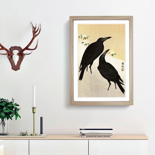 Crows in the Snow by Ohara Koson - Picture Frame Painting Print East Urban Home Frame Option: Oak Framed, Size: 48cm H x 36cm W x 2cm D on Productcaster.