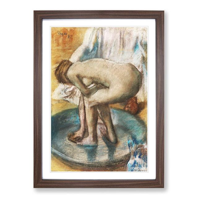 Nude Woman Bathing by Edgar Degas - Picture Frame Painting on MDF East Urban Home Size: 65cm H x 48cm W x 2cm D, Frame Option: Walnut Framed on Productcaster.