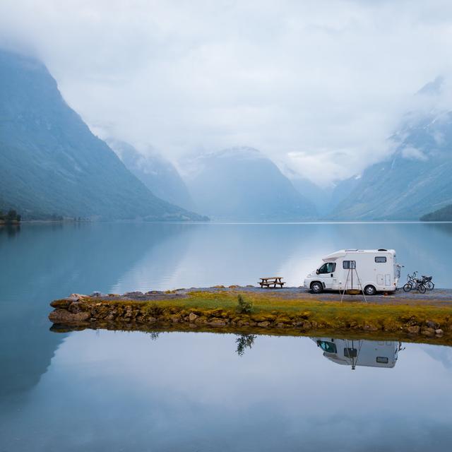 Holiday Trip in Motorhome - Wrapped Canvas Photograph Alpen Home Size: 91cm H x 91cm W on Productcaster.