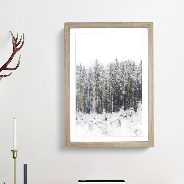 View of a Winter Forest - Picture Frame Painting Print East Urban Home Size: 87cm H x 62cm W x 2cm D, Frame Option: Oak Framed on Productcaster.