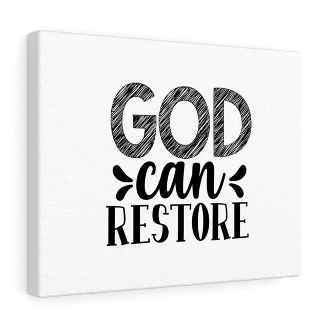 God Can Restore - Wrapped Canvas Typography Blue Elephant Size: 30cm H x 41cm W on Productcaster.