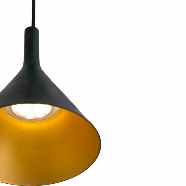 Daniela 1-Light LED Pendant Latitude Run Size: 171.5cm H x 16.5cm diameter, Colour: Black/Gold on Productcaster.